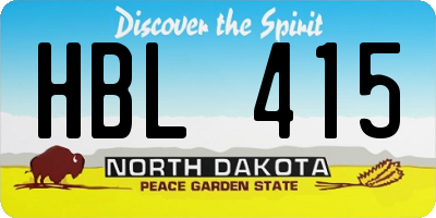 ND license plate HBL415