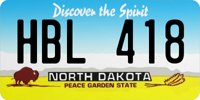 ND license plate HBL418