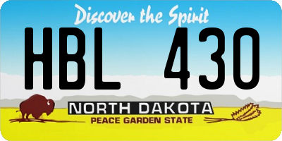 ND license plate HBL430