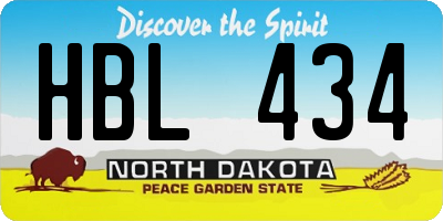 ND license plate HBL434