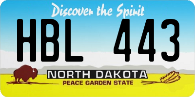 ND license plate HBL443