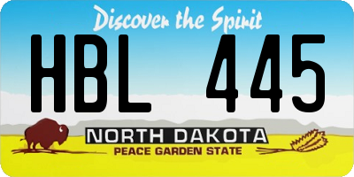 ND license plate HBL445