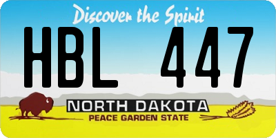 ND license plate HBL447