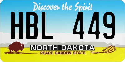 ND license plate HBL449