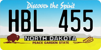 ND license plate HBL455
