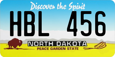 ND license plate HBL456