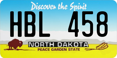 ND license plate HBL458