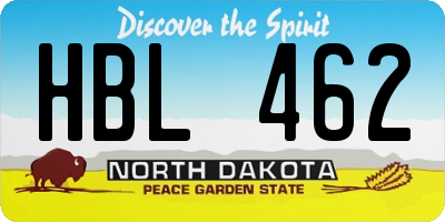 ND license plate HBL462