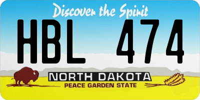 ND license plate HBL474