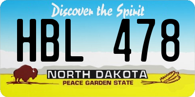 ND license plate HBL478