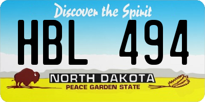 ND license plate HBL494