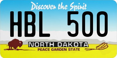 ND license plate HBL500