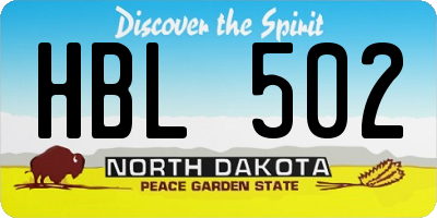 ND license plate HBL502