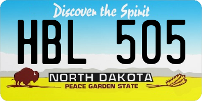 ND license plate HBL505