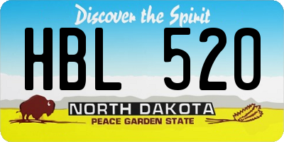 ND license plate HBL520