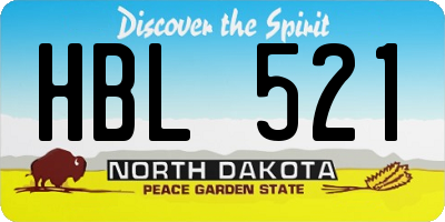 ND license plate HBL521