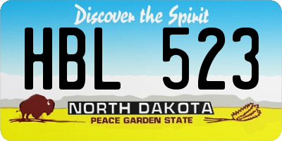 ND license plate HBL523