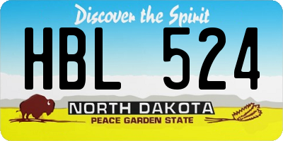 ND license plate HBL524