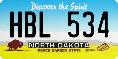 ND license plate HBL534