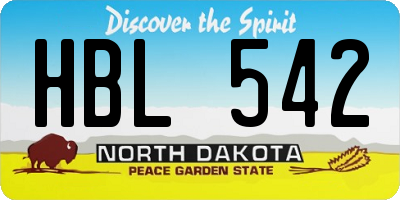 ND license plate HBL542