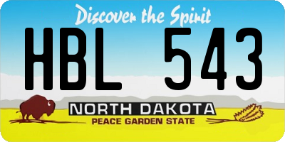 ND license plate HBL543