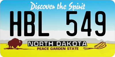 ND license plate HBL549