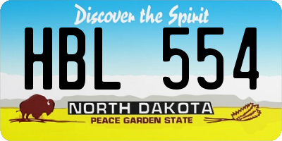 ND license plate HBL554