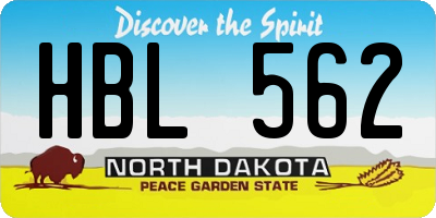 ND license plate HBL562