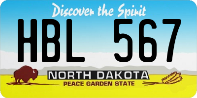 ND license plate HBL567