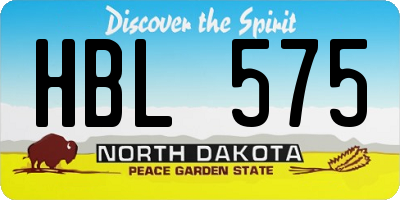 ND license plate HBL575