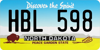 ND license plate HBL598