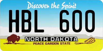 ND license plate HBL600