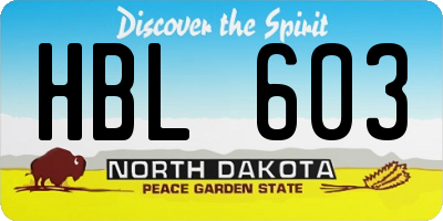 ND license plate HBL603