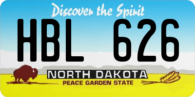 ND license plate HBL626