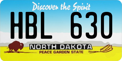 ND license plate HBL630