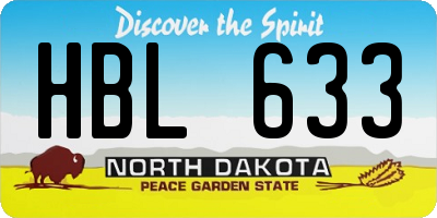 ND license plate HBL633