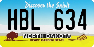 ND license plate HBL634