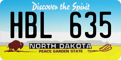 ND license plate HBL635