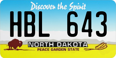 ND license plate HBL643