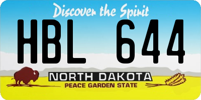 ND license plate HBL644