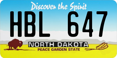 ND license plate HBL647