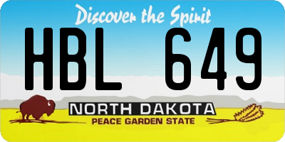 ND license plate HBL649