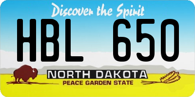 ND license plate HBL650