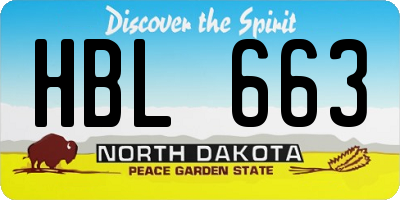 ND license plate HBL663