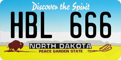 ND license plate HBL666