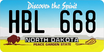 ND license plate HBL668