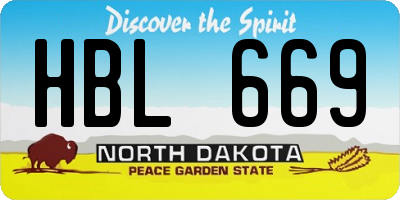 ND license plate HBL669