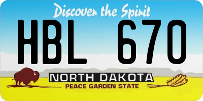 ND license plate HBL670