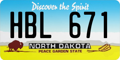 ND license plate HBL671