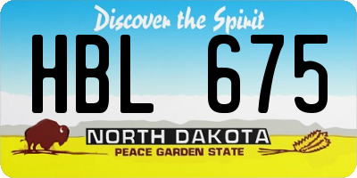 ND license plate HBL675